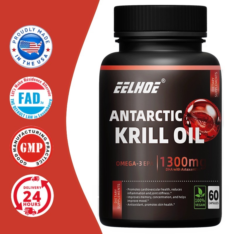 Original Minyak krill Antartika mengandung astaxanthin, yang mendukung kesehatan kardiovaskular,