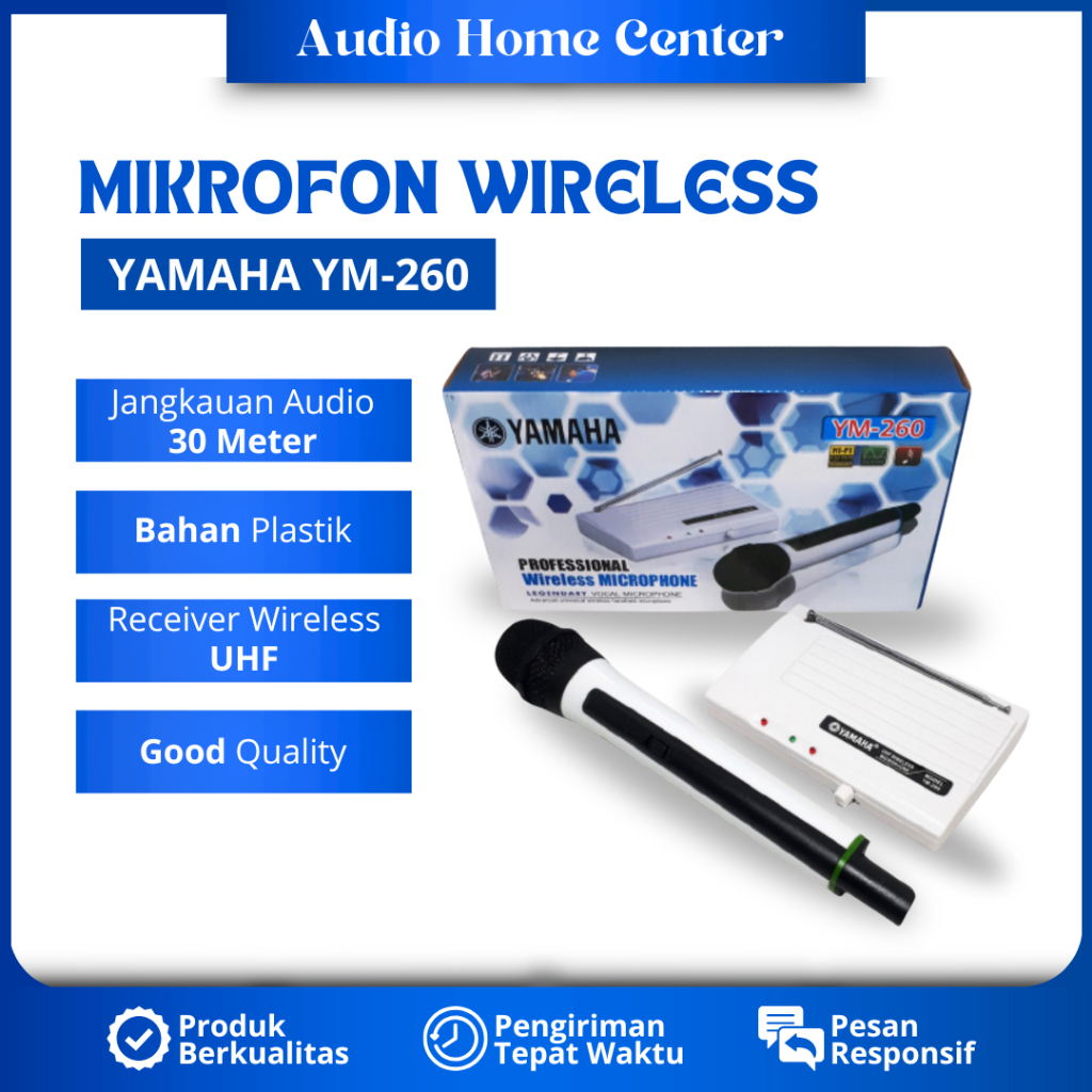 MICROPHONE WIRELESS YAMAHA YM-260 MIKROFON TANPA KABEL MIC WIRELESS MURAH MIKROFON WIRELESS