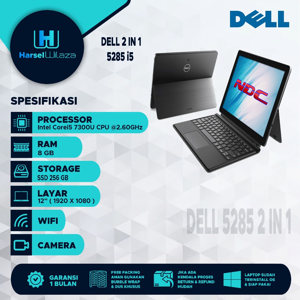 Laptop 2 IN 1 Dell Latitude 5285 Core i5 Mulus Murah