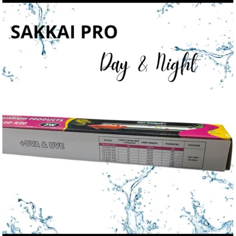 LAMPU SAKKAI PRO DAY NIGHT T4 3LED K 30 LED AQUARIUM TANNING