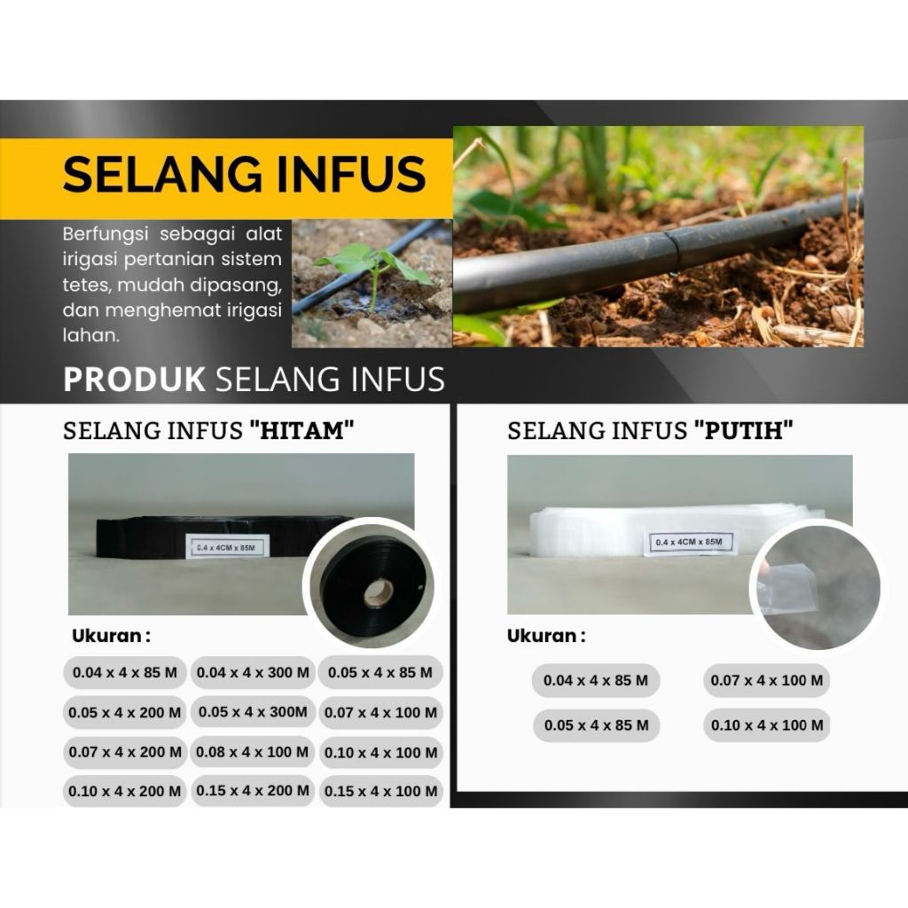 Selang Infus Tanaman / Selang Drip Irigasi Pertanian