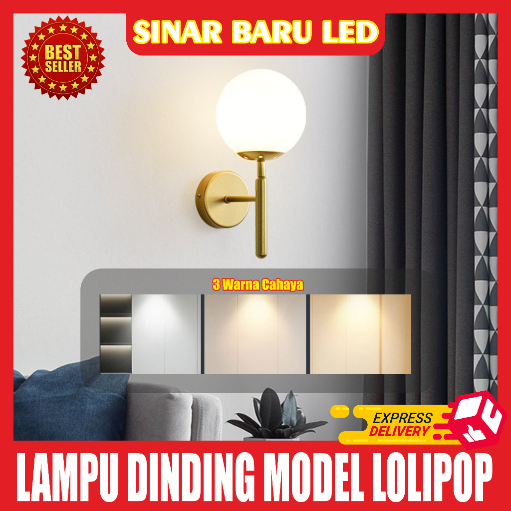 Sinar Baru Led Lampu Dinding Hias Model Lolipop Lampu Dinding Hias Nordik Bola Kaca Modern Lampu Din