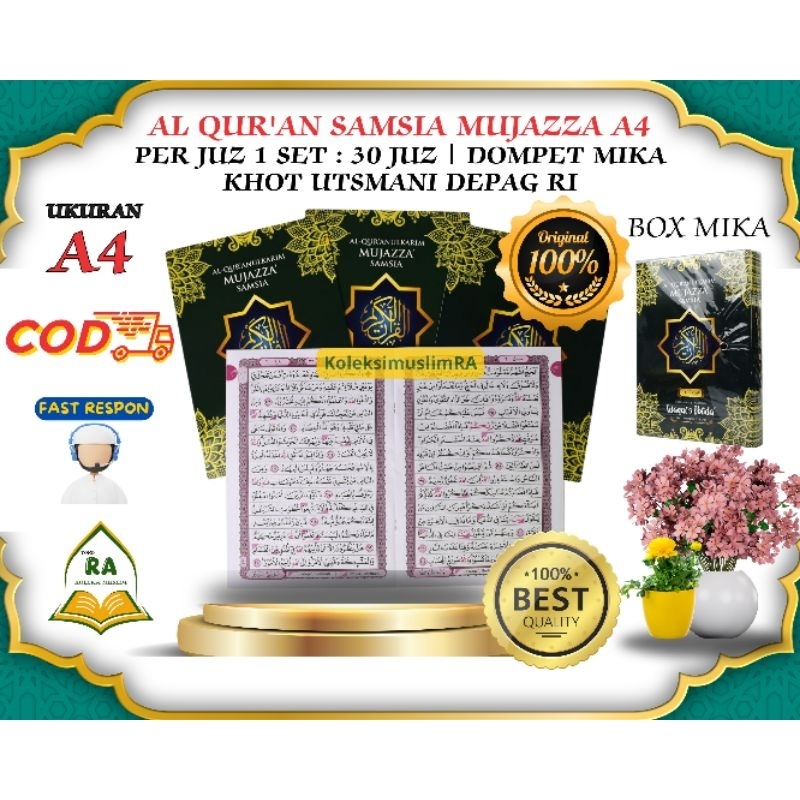 AL QURAN SAMSIA MUJAZZA PER JUZ HURUF BESAR | 1 SET : 30 JUZ | UKURAN A4 BESAR | WAQAF IBTIDA' | DOM