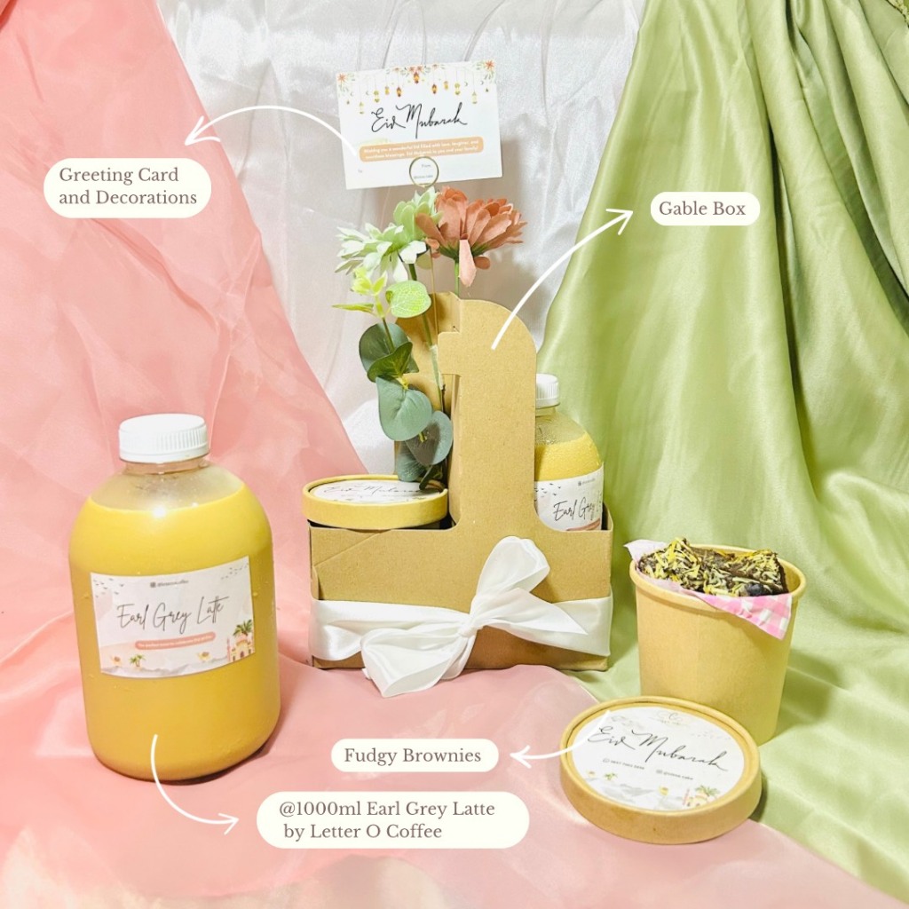 

EID HAMPERS BUNDLING COFFEE BROWNIE HAMPERS LEBARAN FUDGY BROWNIES KOPI SUSU LITERAN BY CISSA CAKE