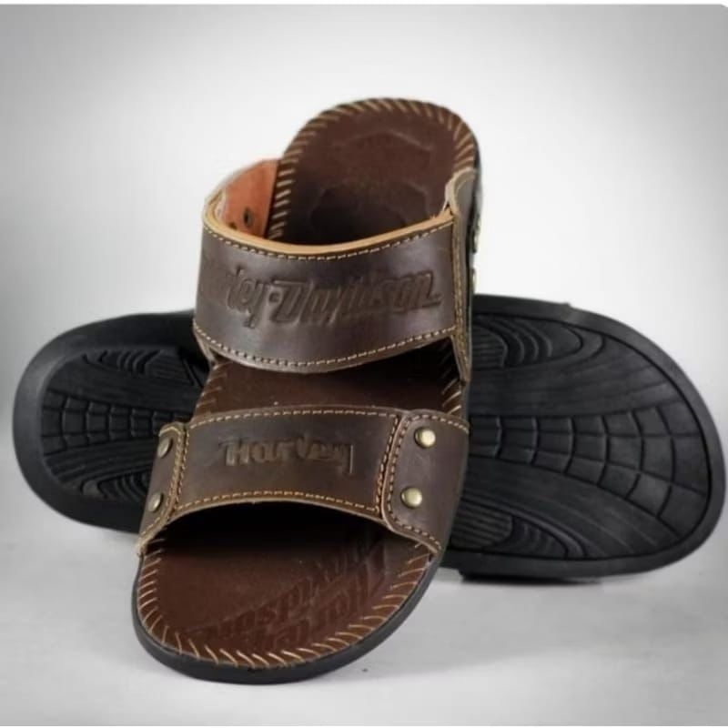 [BISA COD] SANDAL HARLEY DAVIDSON/SANDAL KULIT SAPI ASLI HARLEY DAVIDSON / SANDAL COKLAT PRIA KULIT 