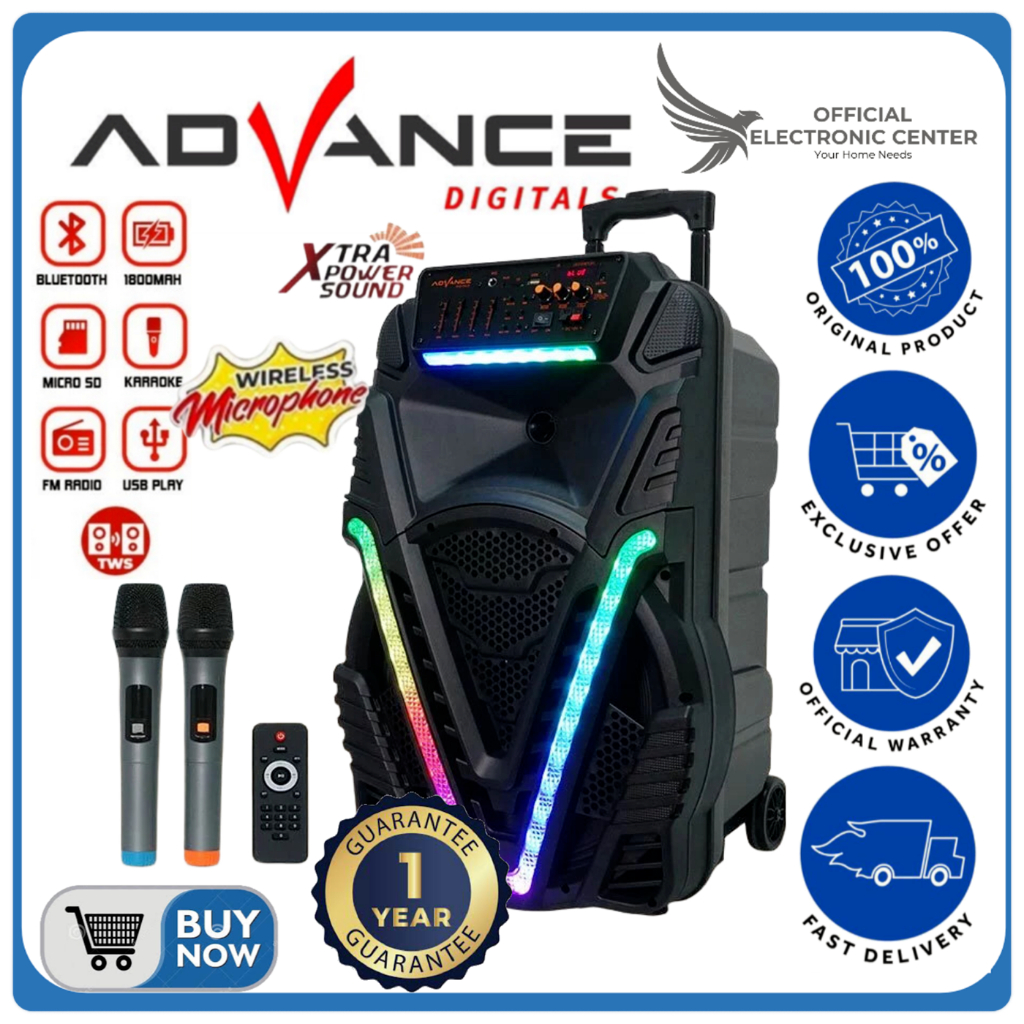 SPEAKER ADVANCE K-1507 K1507 K 1507 PORTABLE SPEAKER MEETING BLUETOOTH 15 INCH FREE 2 MIC ADVANCE SP