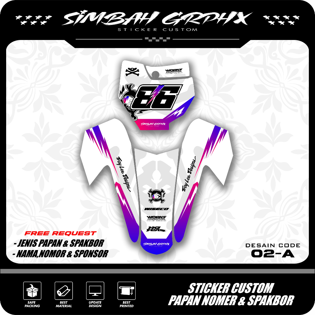 SIMBAH GRPHX Sticker Decal Papan Nomer Start Dan Spakbor Depan Motor Bebek Trail Supermoto RBT