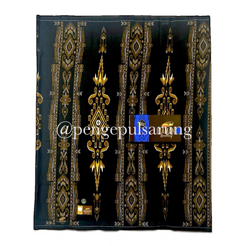 Sarung Atlas Idaman Kembang Gold Motif BHS Warna Hitam Seragam