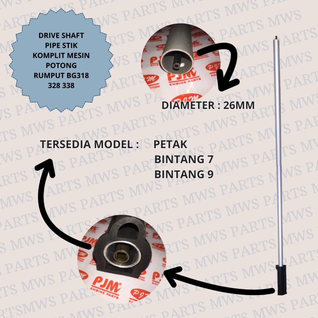 DRIVE SHAFT STIK KOMPLIT STIK PIPA DRIVE SHAFT ASSY MESIN POTONG RUMPUT BG318 BG328 BG338 318 328 33
