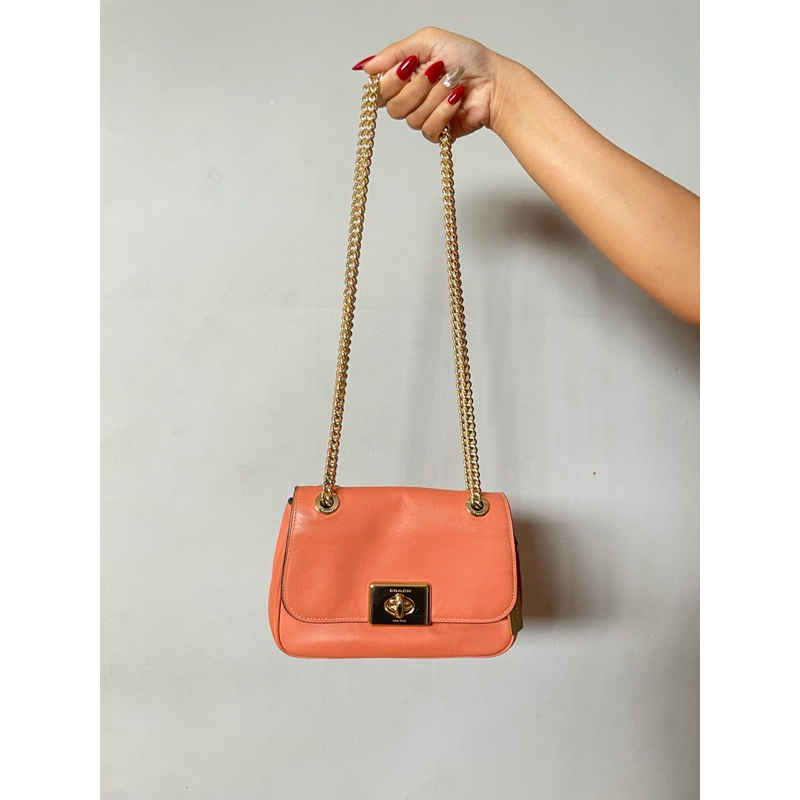 PRELOVED COACH MINI CASSIDY CROSSBODY LIGHT CORAL/GOLD F73089