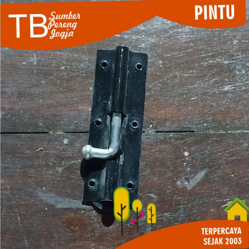 Grendel Pintu Bulat Hitam Plat Tebal Double 5 inch Panjang 12 cm