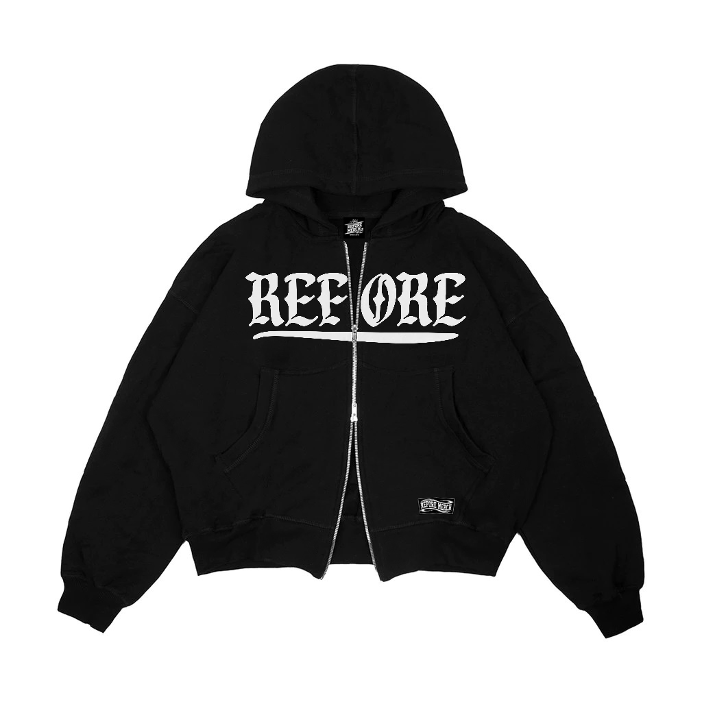 REFORE - Hoodie Boxy Double Zip | Zipper Hoodie Boxy LGTK Black