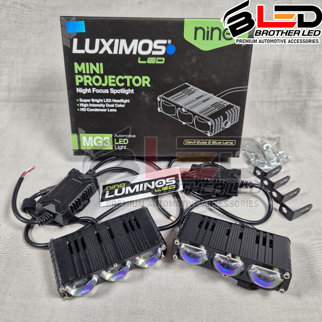LUXIMOS MG3 Mata 3 sudah Devil Eyes / Lampu Tembak Viral Slim 80W Projie Biled Laser Grill Mobil / M