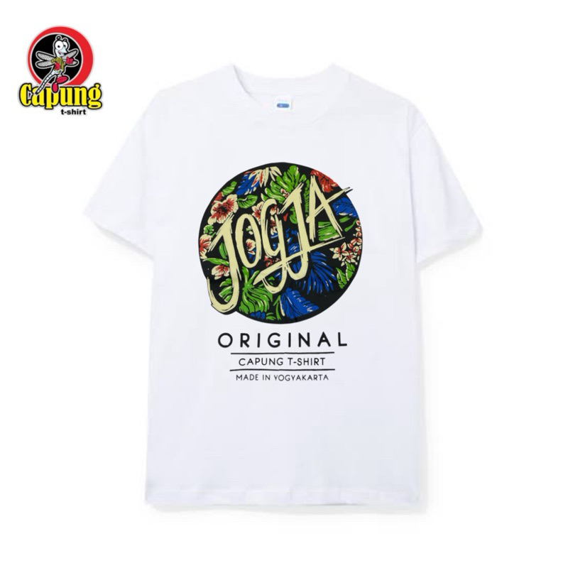 Kaos Jogja Baju Dewasa Pria Wanita Jogja Bunga Warna Putih Capung Tshirt