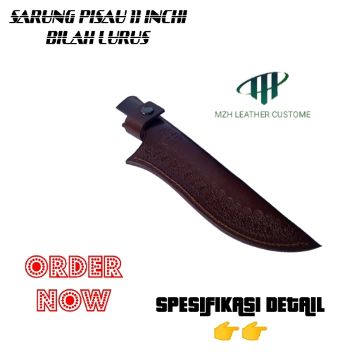 Sarung pisau kulit asli bilah lurus 11 inchi bilah 28 cm murah