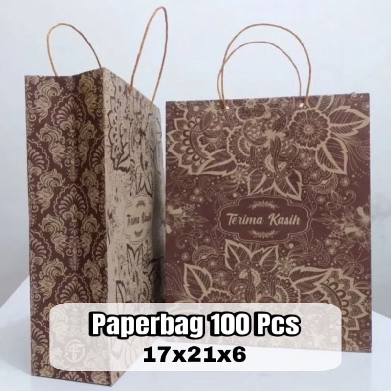 

paper bag paket 100 pcs||ukuran 17x21x6||tas sovenir pernikahan atau pesta||