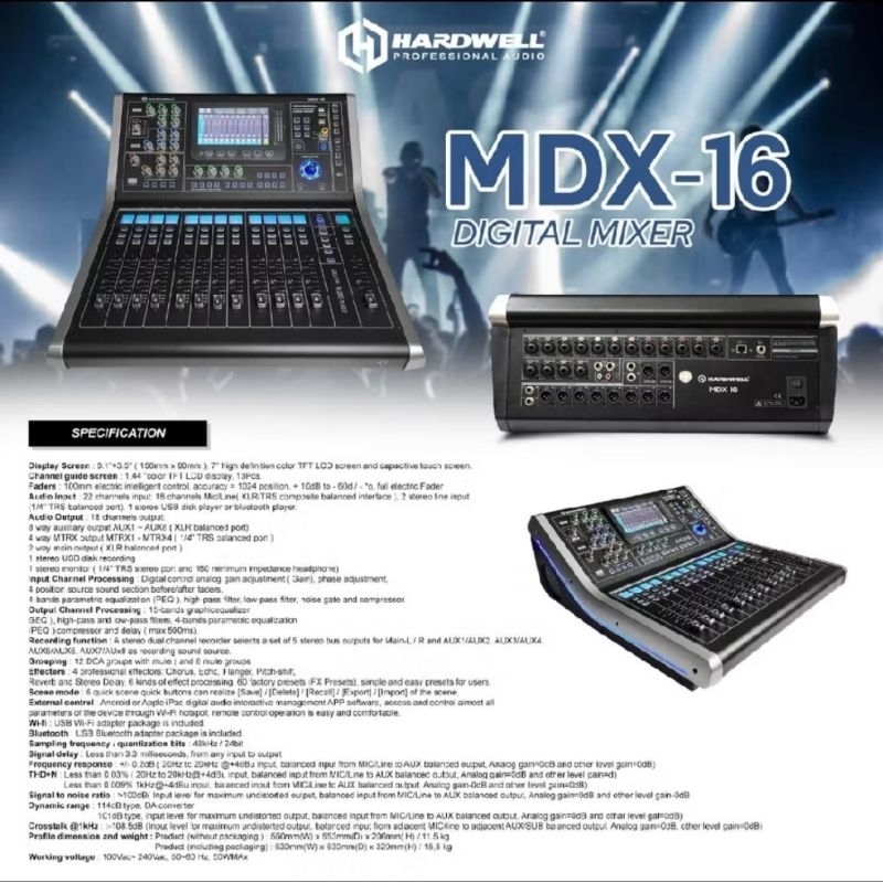 Mixer digital Hardwell 16 channel Mdx16 audio mdx 16 on board recording