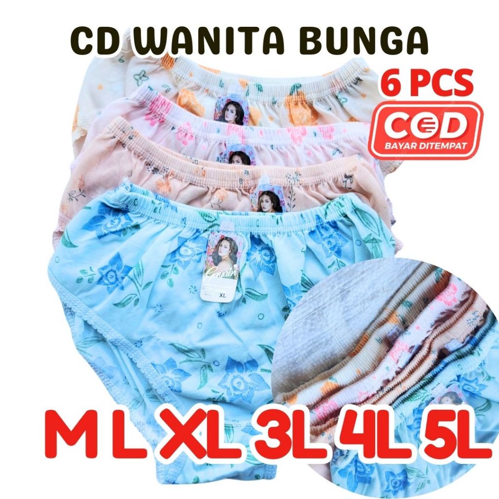 6 PCS CELANA DALAM WANITA BUNGA GROSIR CELANA DALAM