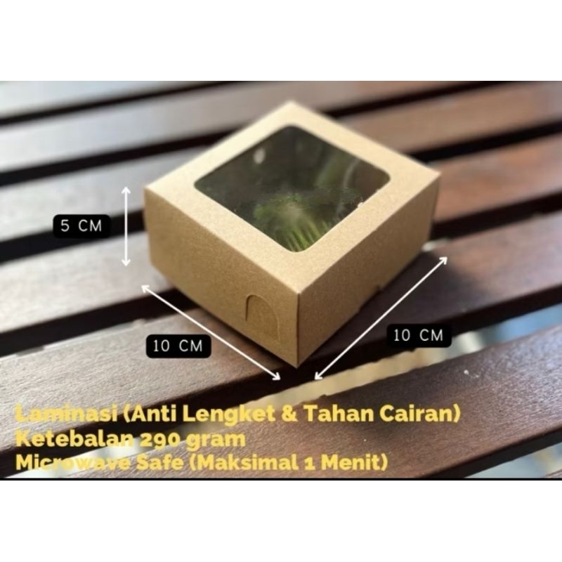 

Box Donat isi 1 Box Dimsum Ukuran 10x10x5 cm Kraft Laminasi Window Ketebalan 290 gsm | Kotak Dimsum - Dus Takoyaki - Box Cookies - Kotak Donat