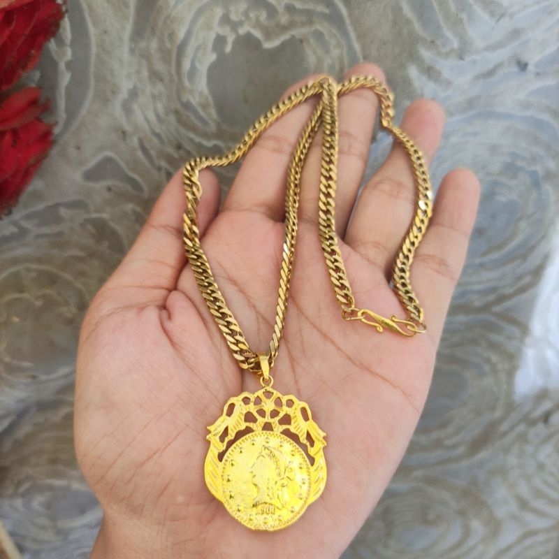 Kalung koin lapis emas 24k