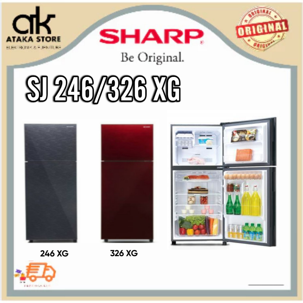 KULKAS SHARP 2 PINTU SJ246XG/SJ326XG GLASSDOOR
