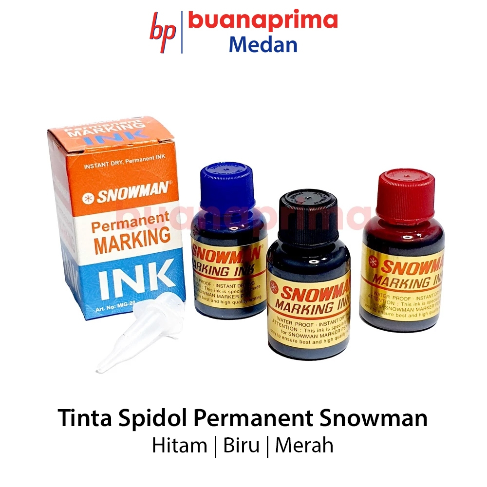 

TINTA Spidol PERMANENT SNOWMAN MIG-20 Hitam Biru Merah Isi Ulang Refill Permanent Marker