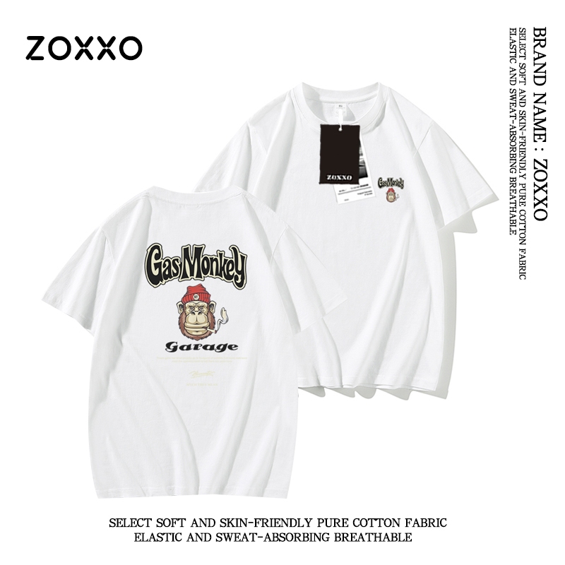 ZOXXO Kaos Pria Wanita Cotton Combed 24s Gas Monkey Gaya Sederhana dengan Bahan Sejuk T90