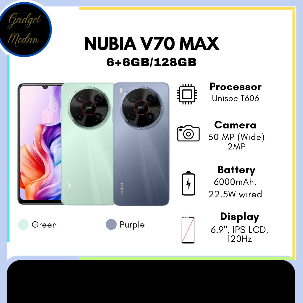 Nubia V70 Max 6+6GB/128GB Garansi Resmi