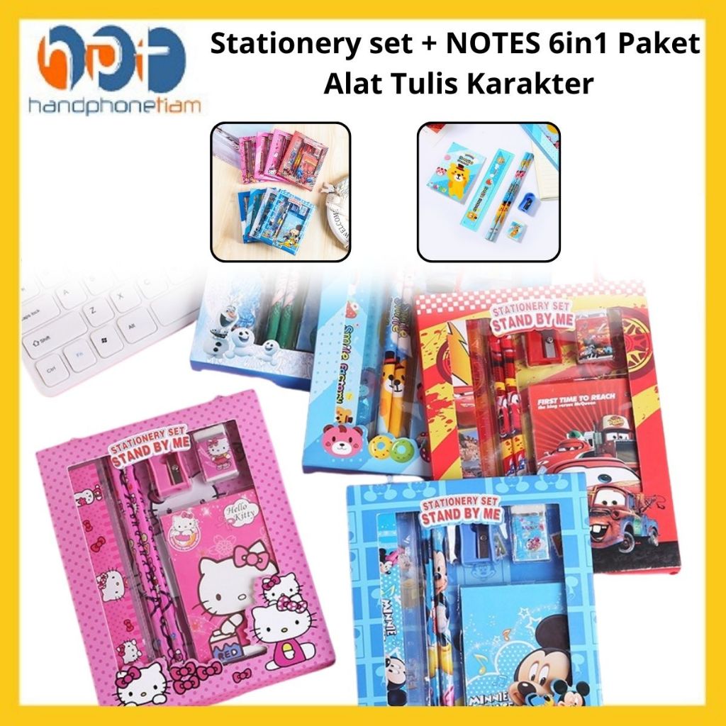 

Stationery set + NOTES 6in1 Paket Alat Tulis Karakter/Perlengkapan Sekolah Anak/Keperluan Belajar ATK biasa /Peralatan Menulis Bentuk lucu