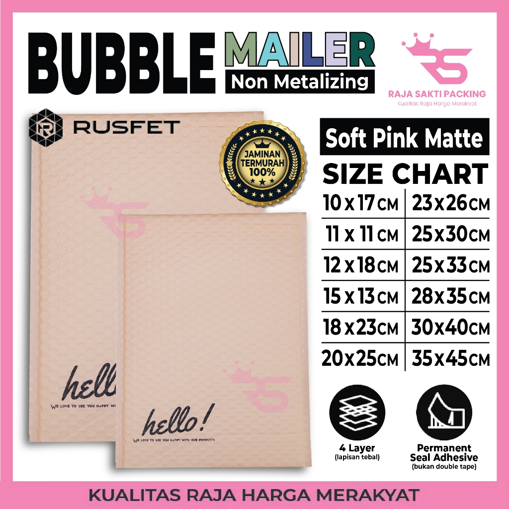 

Amplop Bubble Soft Pink Matte Grosir Bubble Mailer Security Bag Rusfet Amplop Bubble Soft Pink Doff Premium Satuan Termurah