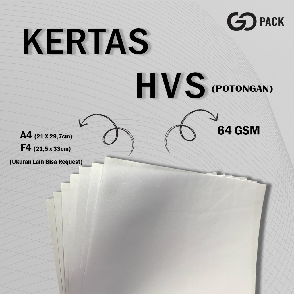 

Kertas HVS Polos Potong Dengan Ketebalan 64 Gsm, Ukuran A4 (21 X 29,7 Cm) dan F4 (21,5 X 33 Cm)