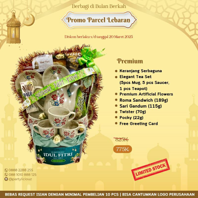 

Premium Parcel Ramadhan/ Parcerl Lebaran/ Parcel Murah/ Luxury Parcel/ Parcel Bandung/ Parcel Set Tea/ Parcel Diskon/ Parcel Custom