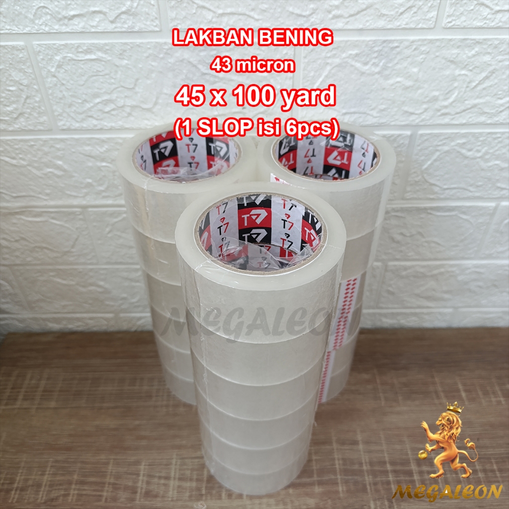 

Lakban Bening 45mm x 100 yard 43 MICRON (SLOP isi 6)