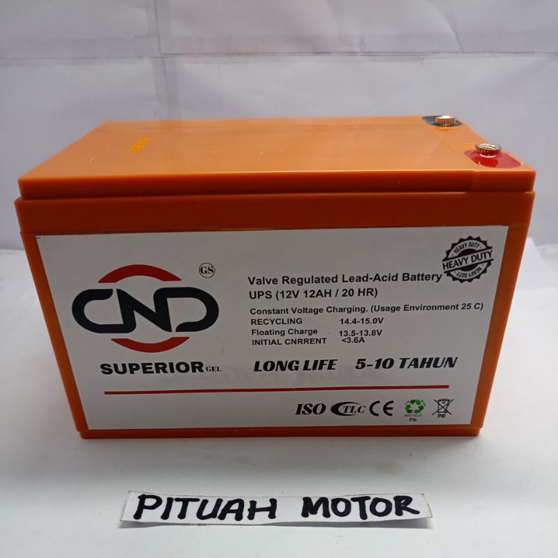 AKI SEPEDA LISTRIK 12V 12AH/ 20 HR ORIGINAL DND