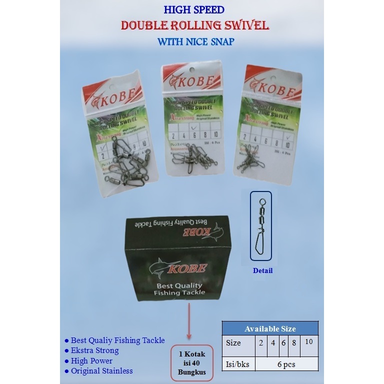 Kili kili Pancing Double Rolling Swivel Kobe High Speed dengan Snap