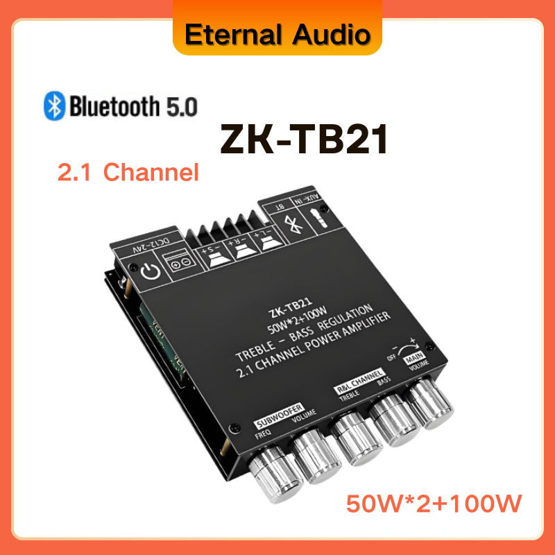ZK-TB21 ZK-502MT ZK-MT21 5.0 amplifier subwoofer 2.1 Board 50W*2+100W 2.1 Saluran Daya Audio Stereo