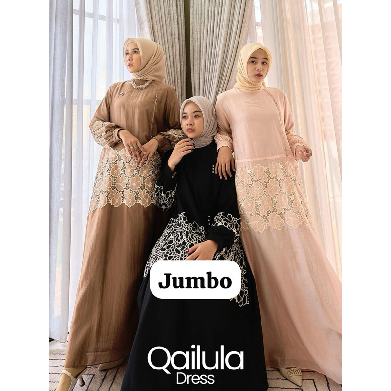Qailula Dress/ Gamis  MAREVI  Jumbo Premium Original Simple Cantik / Butik Aceh Setiabudi