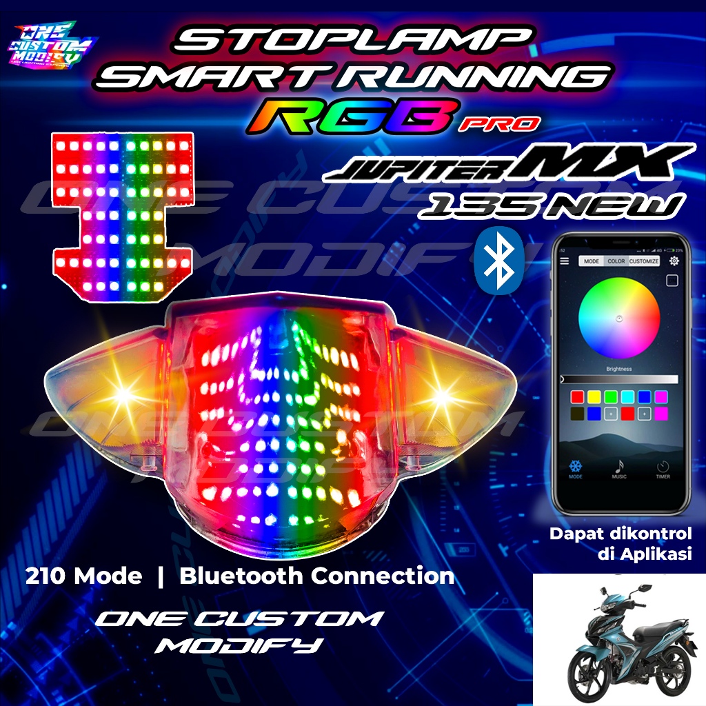 Stoplamp Running Jupiter MX 135 New RGB Smart Pro Bluetooth Lampu LED Rem Belakang Variasi Motor