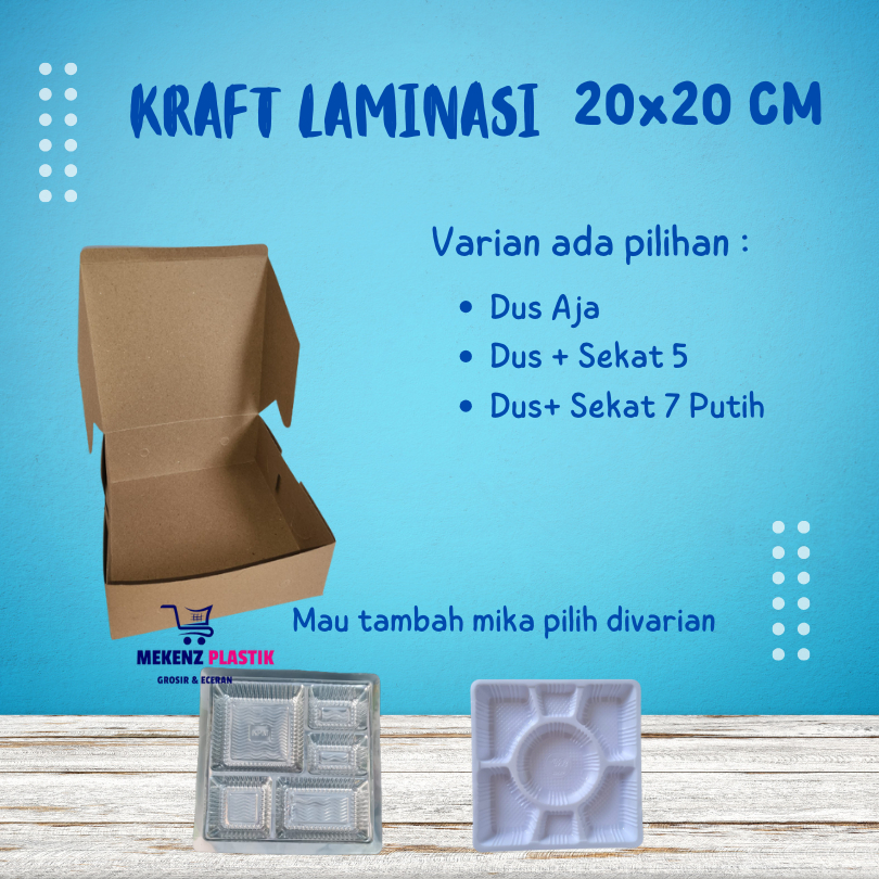 Dus Nasi Kotak Coklat Kraft Laminasi 20x20 l Kardus Nasi Box Catering 20 x 20