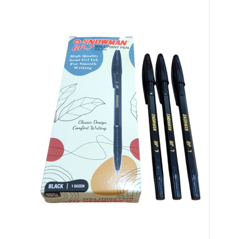 

Pulpen / Ballpoint Pen Snowman Black BP-7 (1 Pack Isi 12 Pcs)