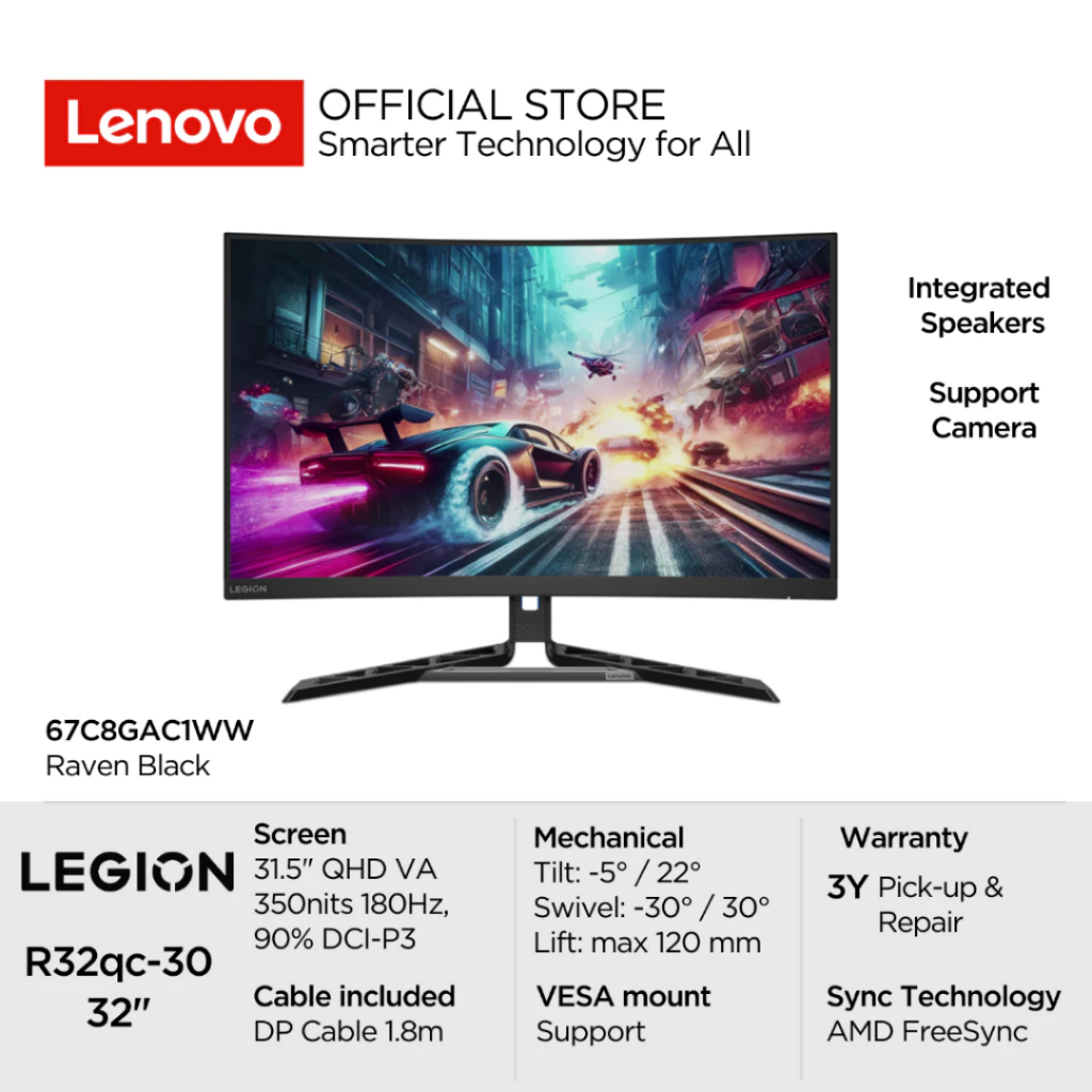 Monitor Lenovo R32qc QHD 180Hz