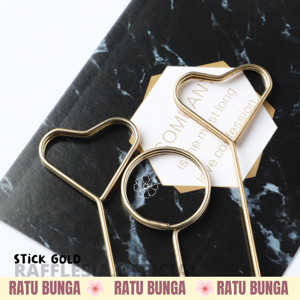 

GOLD STICK CARD ECERAN PCS STICK BUNGA BENTUK LOVE ATAU BULAT UNTUK HAND BOUQUET BUNGA FLORIST