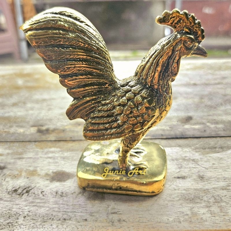 Patung Ayam Bahan Kuningan / Shio Ayam / patung keberuntungan hoki