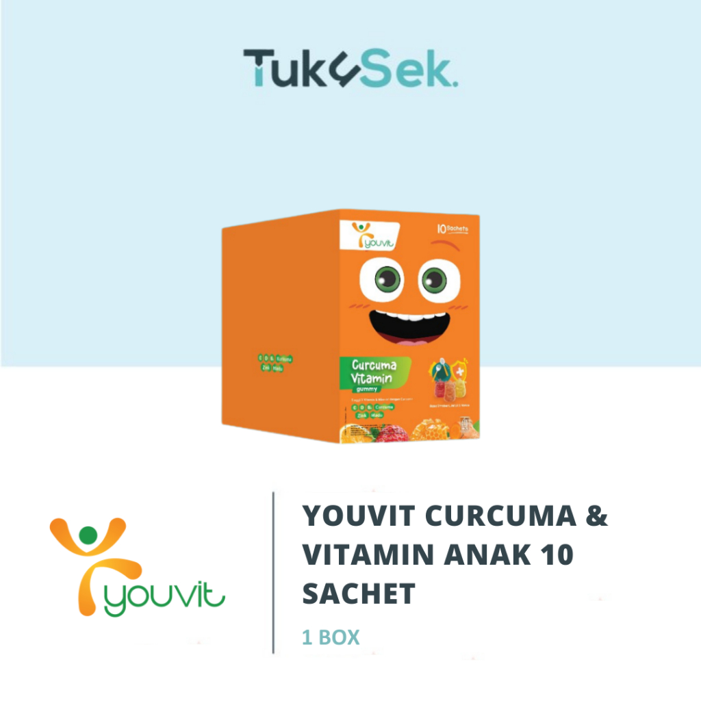 Youvit Curcuma & Vitamin Anak 10 Sachet (1 Box) dengan Curcuma, Zink, dan Madu | Meningkatkan Nafsu 