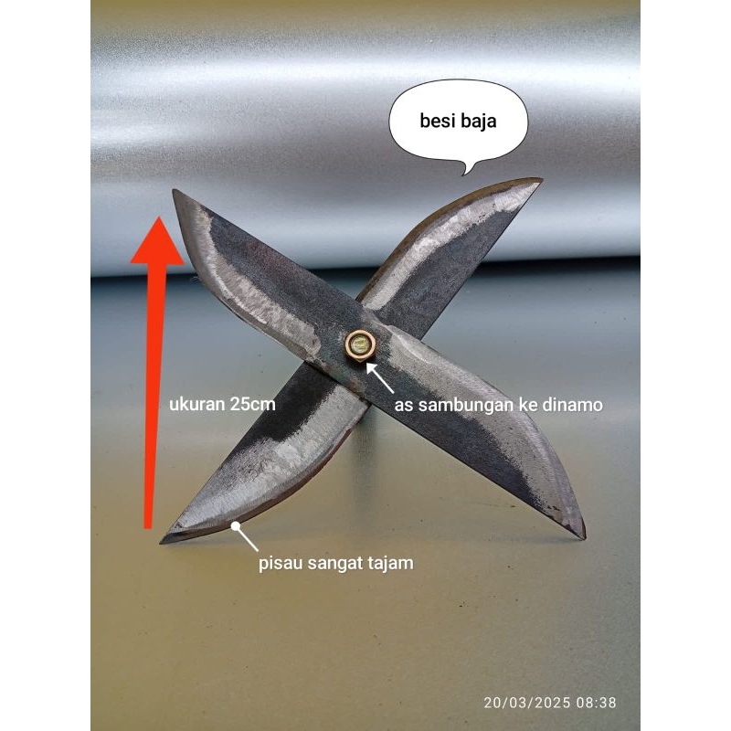 2 pisau pencacah rumput dan as sambungan ke dinamo atau gerinda