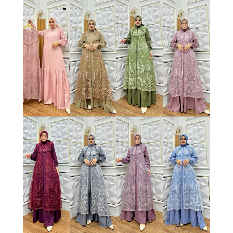 WULANDARI GAMIS  TERBARU GAMIS MAXY DRESS BAHAN NIAGARA CRUSH MIX BROKAT MALIKA IMPORT PREMIUM SUPER
