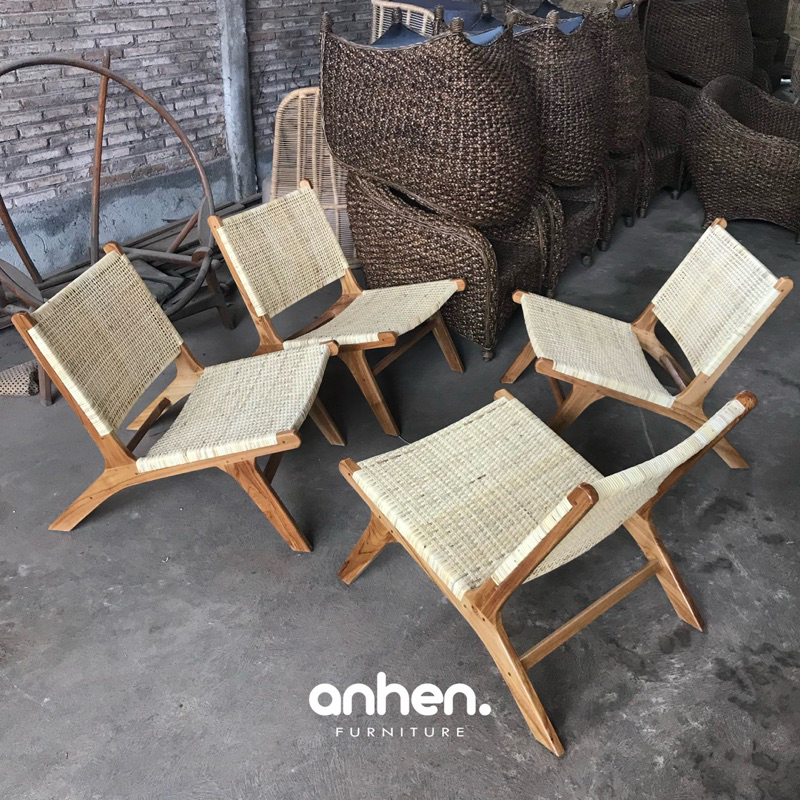 Kursi Santai Jati Anyaman Rotan / Lazy Chair / Kursi Malas Jati