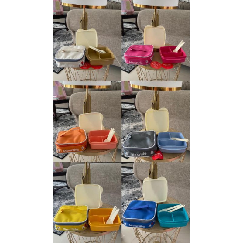 Tupperware set loly + tas dan luna moorlife set tas tempat makan garpu sendok