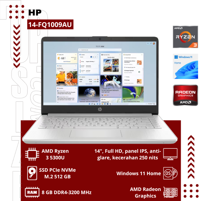 HP 14-FQ1009AU AMD Ryzen 3 5300U