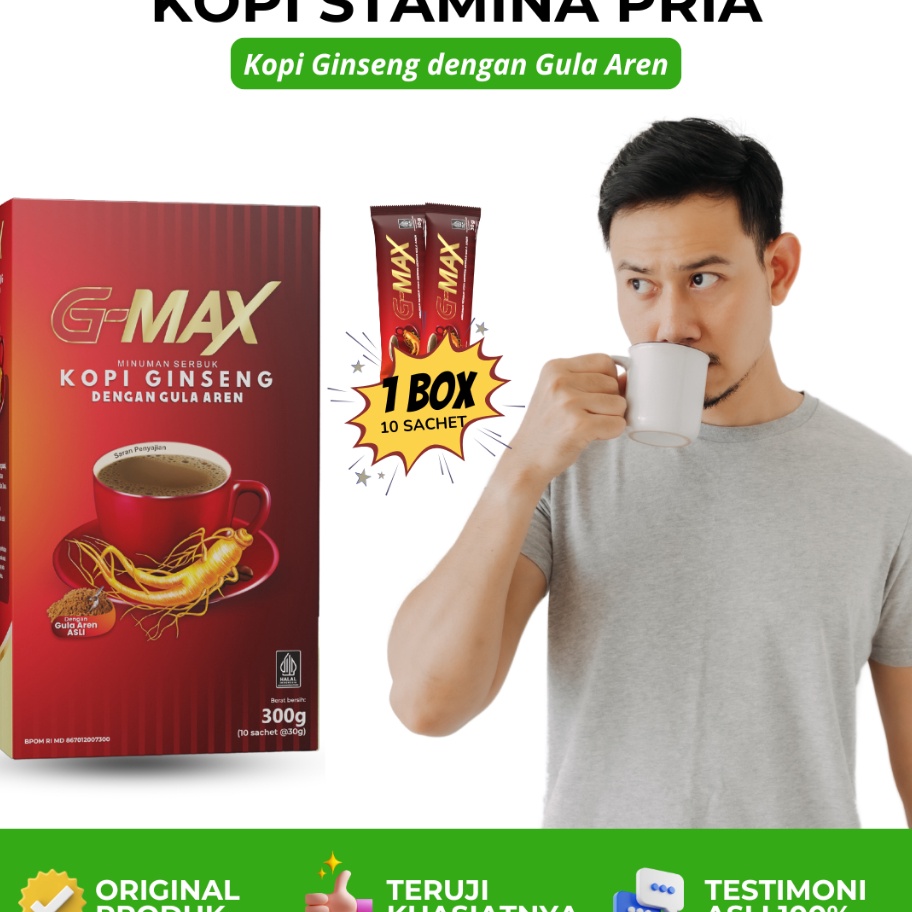 

GMAX Kopi Ginseng Stamina Pria ORIGINAL Kopi Stamina Pria Tahan Lama 1 AMAN BPOM HALAL